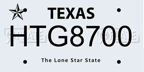 HTG8700 Texas License Plate