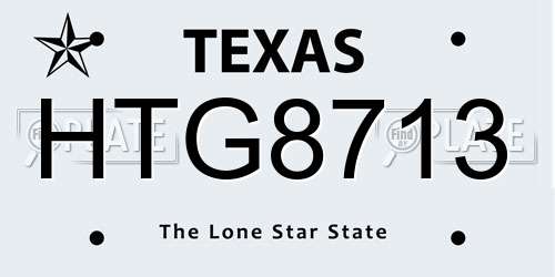 HTG8713 Texas License Plate