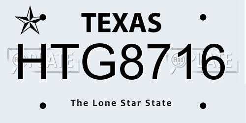 HTG8716 Texas License Plate
