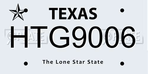 HTG9006 Texas License Plate