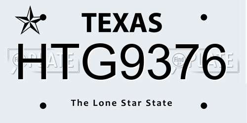 HTG9376 Texas License Plate