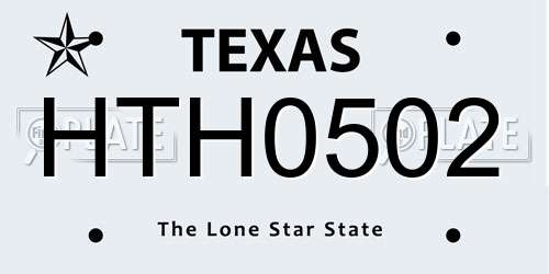HTH0502 Texas License Plate