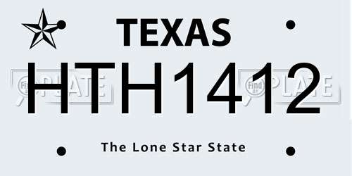 HTH1412 Texas License Plate