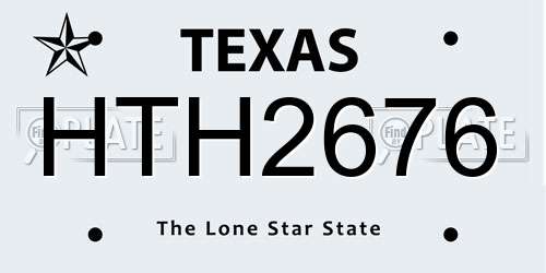 HTH2676 Texas License Plate