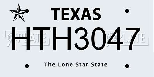 HTH3047 Texas License Plate