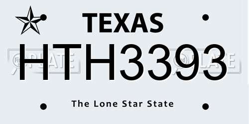 HTH3393 Texas License Plate
