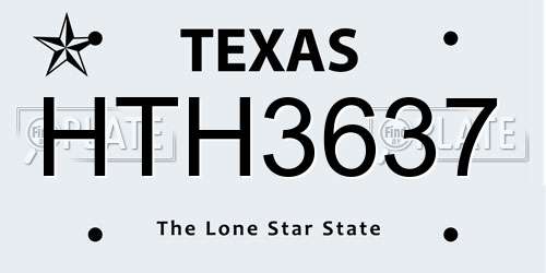 HTH3637 Texas License Plate