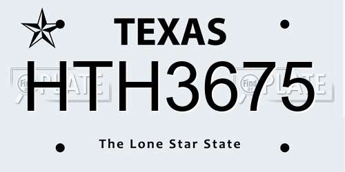 HTH3675 Texas License Plate