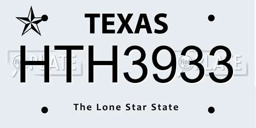 HTH3933 Texas License Plate