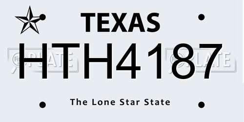HTH4187 Texas License Plate