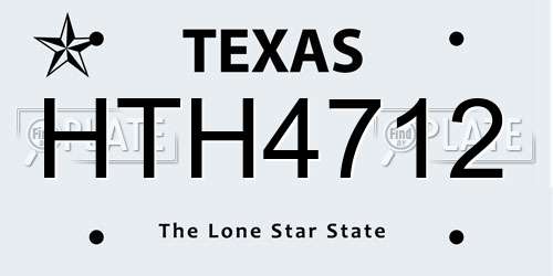 HTH4712 Texas License Plate