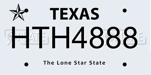 HTH4888 Texas License Plate
