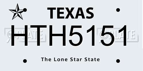 HTH5151 Texas License Plate