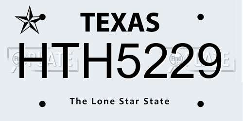 HTH5229 Texas License Plate