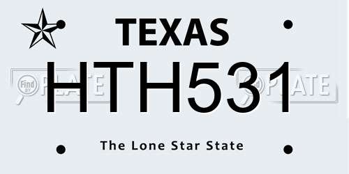 HTH531 Texas License Plate
