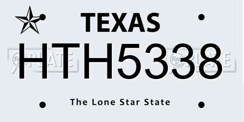 HTH5338 Texas License Plate
