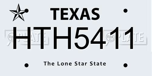 HTH5411 Texas License Plate