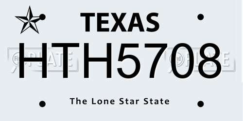 HTH5708 Texas License Plate