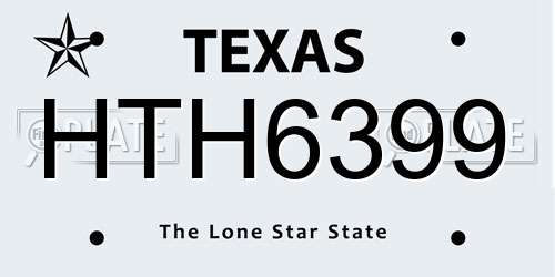 HTH6399 Texas License Plate