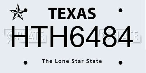 HTH6484 Texas License Plate