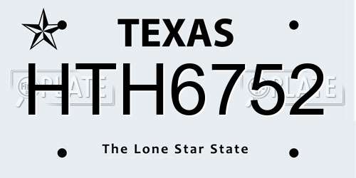 HTH6752 Texas License Plate