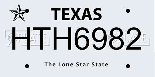 HTH6982 Texas License Plate
