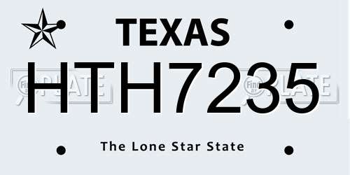 HTH7235 Texas License Plate