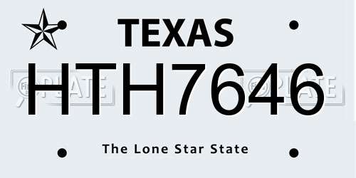 HTH7646 Texas License Plate