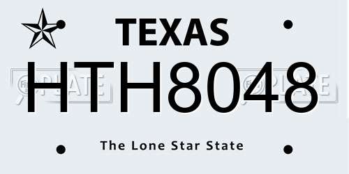 HTH8048 Texas License Plate