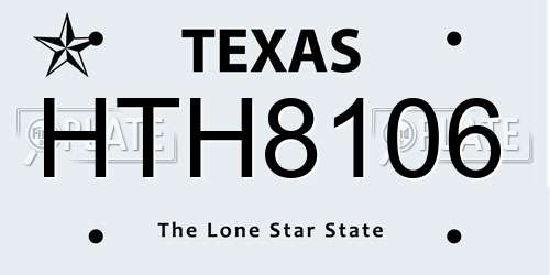 HTH8106 Texas License Plate