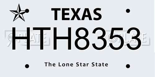 HTH8353 Texas License Plate