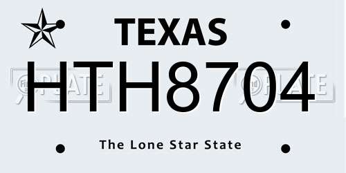 HTH8704 Texas License Plate