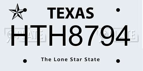 HTH8794 Texas License Plate
