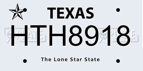 HTH8918 Texas License Plate