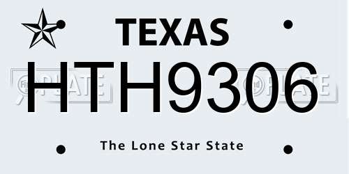 HTH9306 Texas License Plate