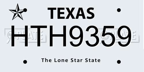 HTH9359 Texas License Plate