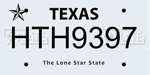 HTH9397 Texas License Plate