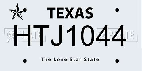 HTJ1044 Texas License Plate