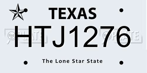 HTJ1276 Texas License Plate