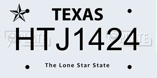 HTJ1424 Texas License Plate