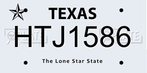 HTJ1586 Texas License Plate