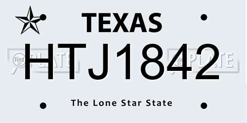 HTJ1842 Texas License Plate