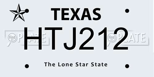 HTJ212 Texas License Plate