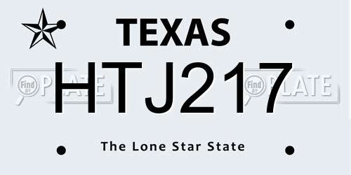 HTJ217 Texas License Plate