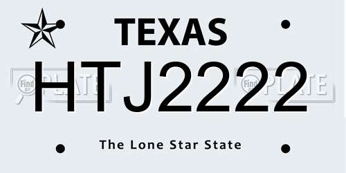 HTJ2222 Texas License Plate