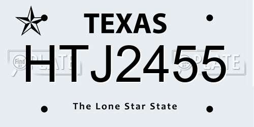 HTJ2455 Texas License Plate