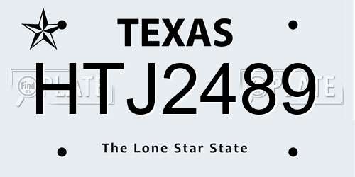HTJ2489 Texas License Plate