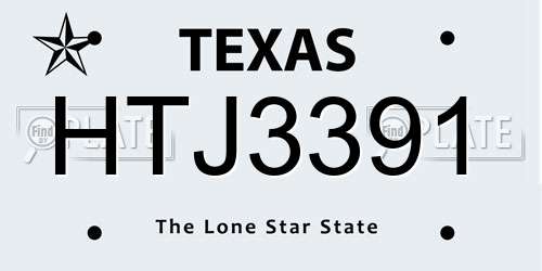 HTJ3391 Texas License Plate