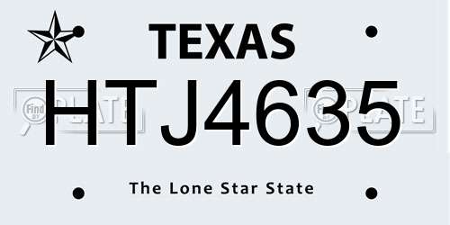 HTJ4635 Texas License Plate