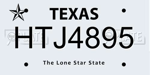HTJ4895 Texas License Plate